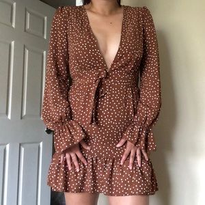 Nasty gal burnt orange polka dot dress